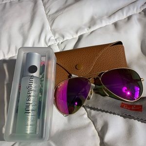 Ray-Ban Polarized pink flash lens aviators, RB3025